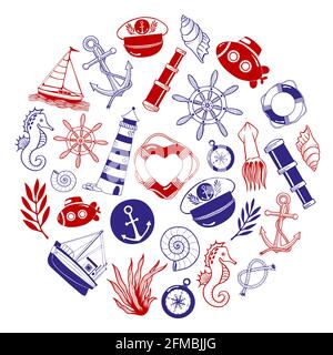Set of nautical icons Stock Vector