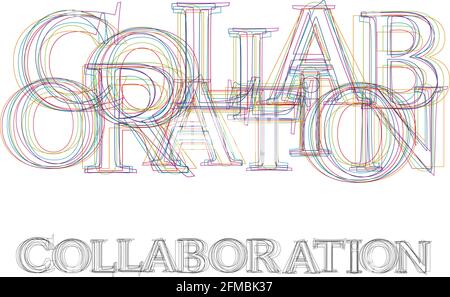 Vector word Collaboration, made with colorful lines in confusion Stock Vector