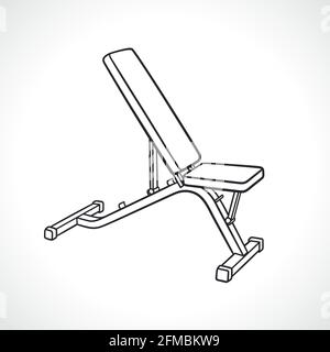 weight bench outline illustration isolated design cartoon Stock Vector