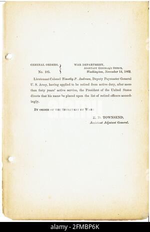 CSA - USA - Civil War - Guerre de Secession general order n°185 du 14 novembre 1862 Stock Photo