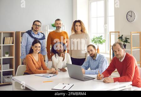 Different people group business team diverse community having meeting in office Stock Photo