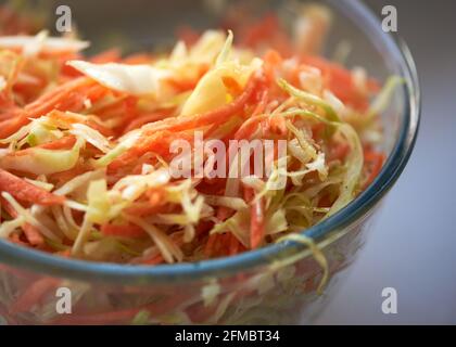 salad in a plate of cabbage and carrots delicious very Stock Photo