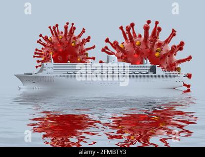 Coronavirus outbreak on cruise ship, conceptual illustration Stock Photo