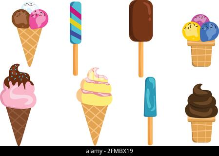 Collection of ice cream vector set, scalable vector Stock Vector
