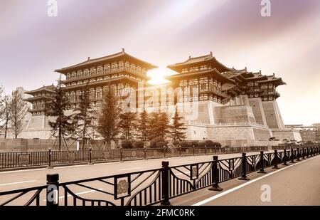 Yingtian Gate is the south gate of Luoyang City in the Sui and Tang Dynasties. It was built in 605. Stock Photo