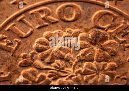 Series of macro shots of euro coins. Reverse of 5 cents. Country Austria Stock Photo