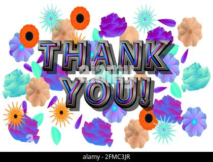 The word Thank you with multicolored flowers Stock Vector Image & Art -  Alamy