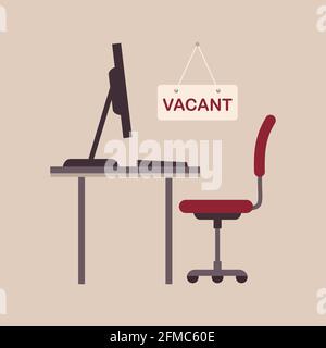vector illustration of a vacant concept, office chair, business job vacancy, hiring recruitment Stock Vector