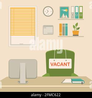 vector illustration of a vacant concept, office chair, business job vacancy, hiring recruitment Stock Vector