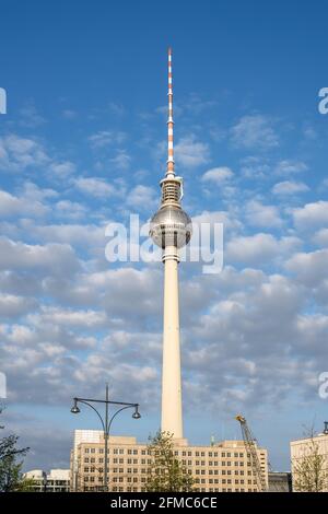 The famous TV Tower at the Alexanderplatz in Berlin Stock Photo