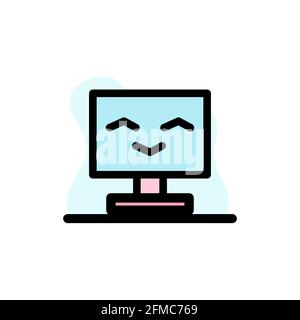 Cute Computer PC Smile Icon Vector Illustration Design eps10 Stock Vector