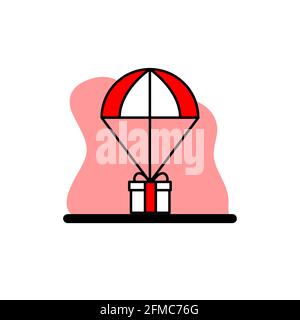 Air Delivery Giftbox Icon Conceptual Vector Illustration Design eps10 Stock Vector