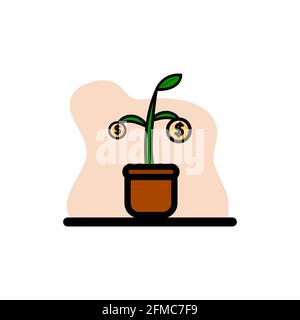 Money Plant Icon Concept Vector Illustration Design eps10 Stock Vector
