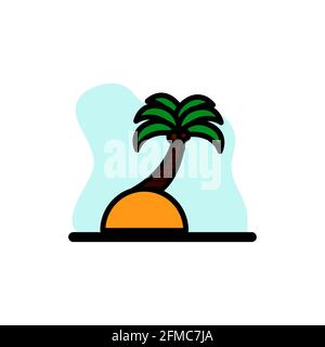 Palm Tree on A Beach Icon Vector Concept Illustration Design eps10 Stock Vector