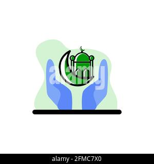 Hands Ramadan Mosque Vector Conceptual Icon Design Illustration eps10 Stock Vector