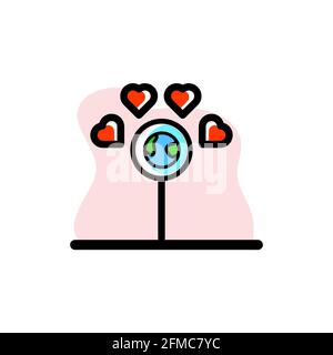 Lovely Earth Magnifier Conceptual Icon Vector Illustration Design eps10 Stock Vector