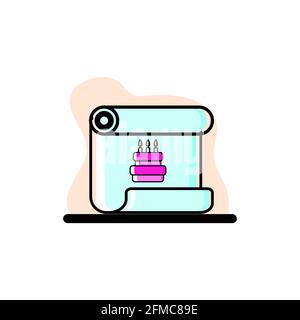 Birthday Cake Paper Scroll Conceptual Icon Vector Illustration Design eps10 great for any purposes Stock Vector