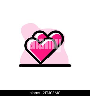 Dual Hearts Icon Vector Conceptual Illustration Design eps10 great for any purposes Stock Vector