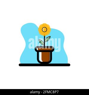 Sunflower in A Pot Conceptual Vector Illustration Icon Design eps10 great for any purposes Stock Vector