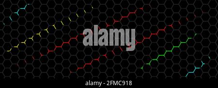 Colored light and black hexagon abstract background Stock Vector