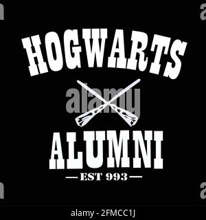 Hogwarts Alumni Est 993 With Ice Hockey Stick Stock Vector