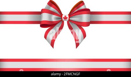 Bow and ribbon with canada flag colors and leaf Stock Vector