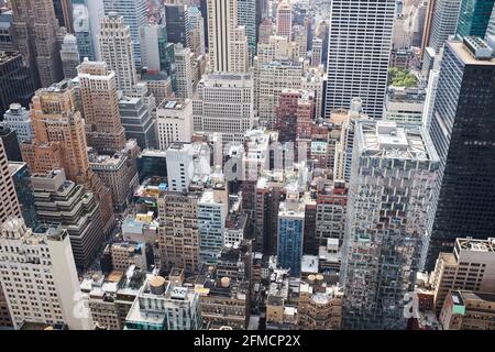 View of New York City skyscrapers from high above Stock Photo