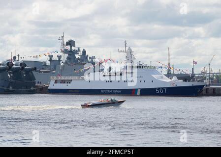 RUSSIA, SAINT PETERSBURG - JULY 02, 2017: Frontier guard ship 'Predanny' on the Maritime Defence show Stock Photo