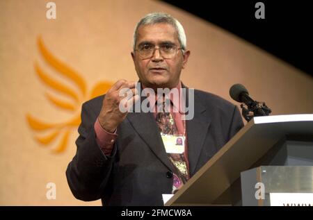 Liberal Democrat conference Bournemouth Sept 2000 The new Lib Dem President  Lord Dholakia addressing the conference in Bournemouth today. 18.9.00    Pic: Stock Photo