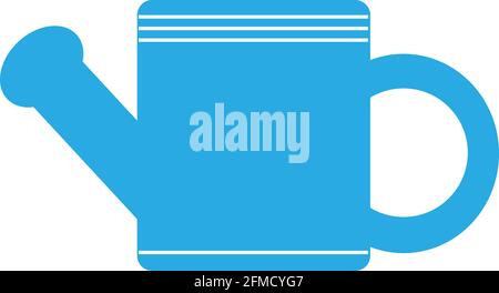 blue rectangular watering can with stripes isolated on white background Stock Vector