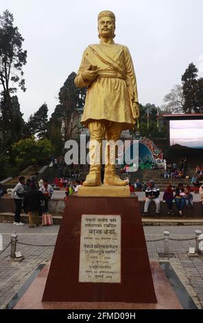 Statue of Bhanubhakta Acharya, Nepali poet, translated the great epic Ramayana from Sanskrit to Nepali, Darjeeling Mall Stock Photo