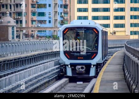 Macau - 2 April 2021: Macau Light Rapid Transit (MLRT) Taipa Line.The ...