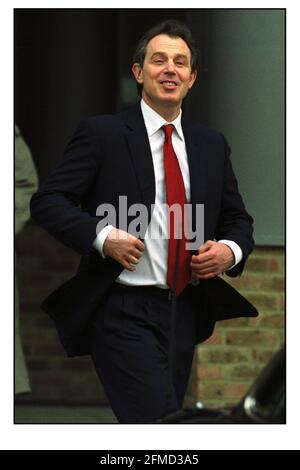 Tony Blair British Prime Minister, Feb 2001 opening the Highlands School in Enfield, London Stock Photo