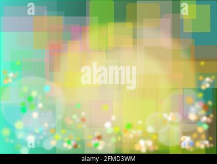 Abstract colorful background with squares and circles. Blur and bokeh like. Stock Vector
