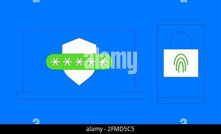 Two steps authentication illustration Stock Vector