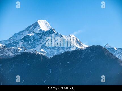 The magnificent razor-edged peak of Nanda Kot (6861m) in the western Himalayas of Uttarakhand Northern India