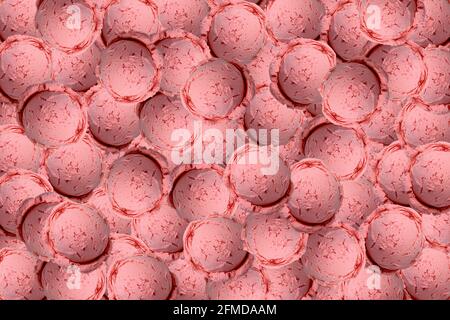 Strawberry ice cream balls on blue background Stock Photo
