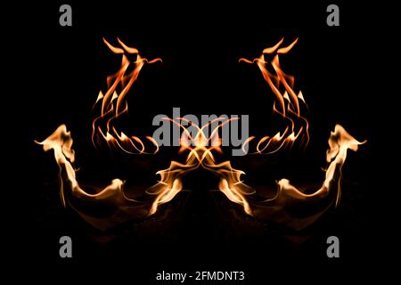 Frame with intense vibrant fire flame on black background Stock Photo ...