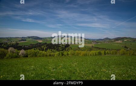 View over the mountains of Yspertal/ Nöchling, Waldviertel, Austria Stock Photo