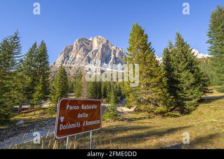 Cortina, Italy - October 27, 2014: Italian national park of Dolomites of Ampezzo. Stock Photo