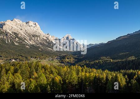 Cortina, Italy - October 27, 2014: Italian national park of Ampezzo Dolomites. Stock Photo