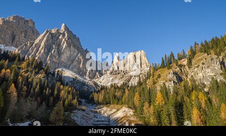 Cortina, Italy - October 27, 2014: Italian national park of Ampezzo Dolomites. Stock Photo