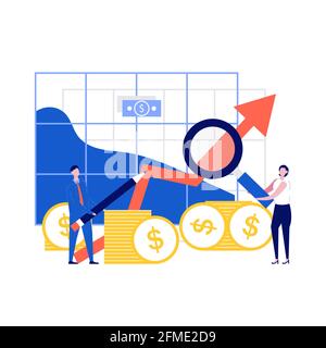 Financial administration concept with characters. Modern vector illustration in flat style for landing page, mobile app, poster, flyer, template, web Stock Vector