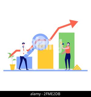 Financial solution vector illustration concept with characters. Modern flat style for landing page, mobile app, poster, flyer, template, web banner, i Stock Vector