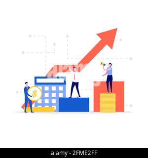 Financial administration vector illustration concept with characters. Modern flat style for landing page, mobile app, poster, flyer, template, web ban Stock Vector