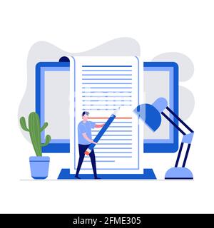 Copywriting vector illustration concept with characters. Modern vector illustration in flat style for landing page, mobile app, poster, flyer, templat Stock Vector