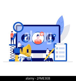 Hiring and recruitment vector illustration concept with characters. Modern flat style for landing page, mobile app, poster, flyer, template, web banne Stock Vector