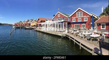 Fjallbacka, Sweden - June 1, 2017: Swedish fishing village Fjällbacka on the West coast in Bohuslan. The town is a popular summer tourist resort. Stock Photo