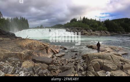 Laksforsen cascade in Grane municipality in Nordland Province in