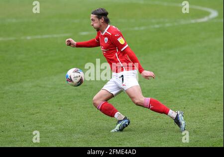 Barnsley, England, 8th May 2021.  Callum Brittain of Barnsley during the Sky Bet Championship match at Oakwell, Barnsley. Picture credit should read: John Clifton / Sportimage Stock Photo